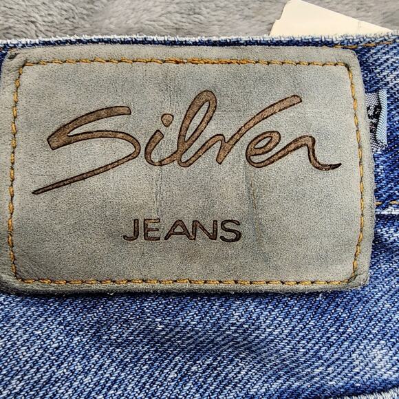 NEW Vintage 90s Silver Jeans Womens 26/32 Blue High Rise Straight Leg Button Fly - Picture 6 of 16